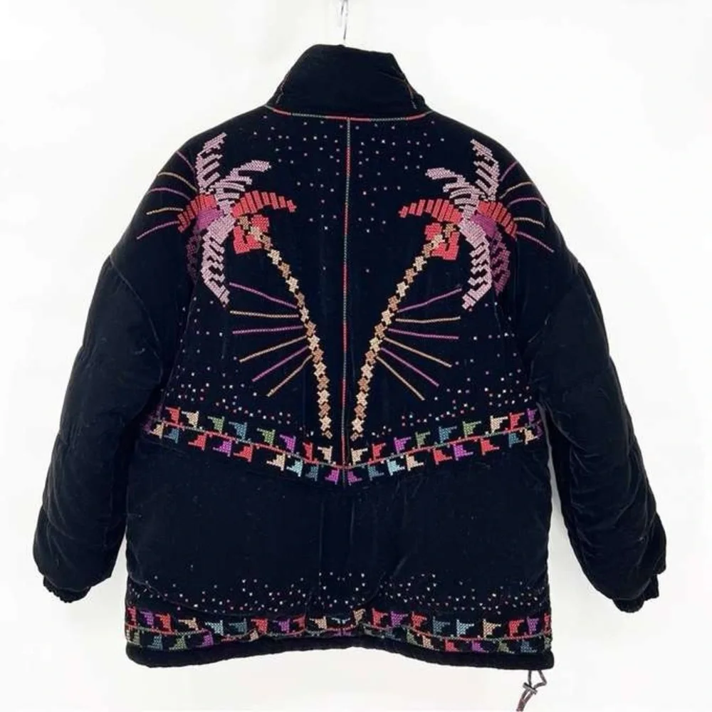 Farm Rio Reversible Embroidered Puffer Jacket Size L